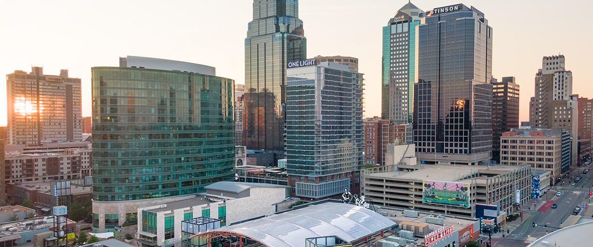 Downtown skyline and KC Power & Light District